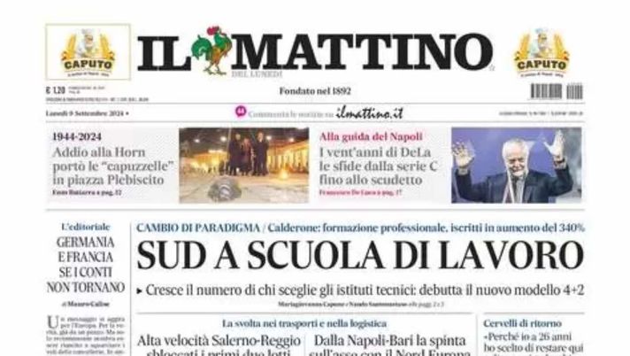 prima pagina il mattino oggi