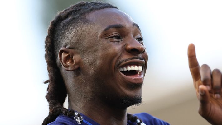 BUDAPEST, HUNGARY - SEPTEMBER 08: Moise Kean of Italy reacts during a Italy training session at Bozsik Stadion on September 08, 2024 in Budapest, Hungary. (Photo by Claudio Villa/Getty Images) Spalletti si affida a Kean: un nuova rinascita per l’attaccante della Fiorentina - immagine 1
