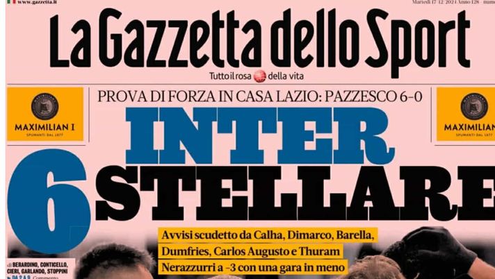 PRIMA PAGINA GAZZETTA DELLO SPORT OGGI: “Inzaghi al rinnovo, ci metto la firma”