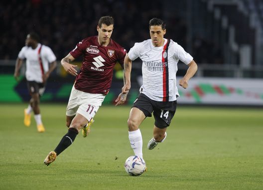 Tijjani Reijnders of Ac Milan and Pietro Pellegri of Torino FC during the Italian Serie A, football match between Torino FC - AC Milan on 18 May 2024 at Stadia Olympic Grande Torino, Turin Italy. Photo Nderim Kaceli ToroPreview, verso Atalanta-Torino: “I granata andranno in Europa?”- immagine 2
