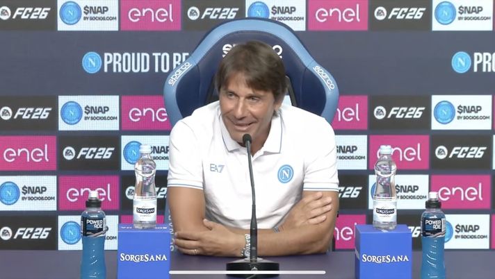 Antonio Conte, in conferenza stampa, ha speso delle parole anche sugli ultimi due arrivati: Elmas e Hojlund conte elmas hojlund