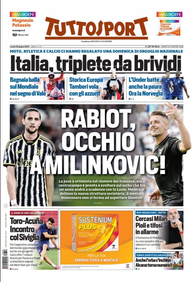 EDICOLA / TS: Inter, Brozovic porta Frattesi. Cercasi Milan, Pioli e tifosi in allarme - immagine 1