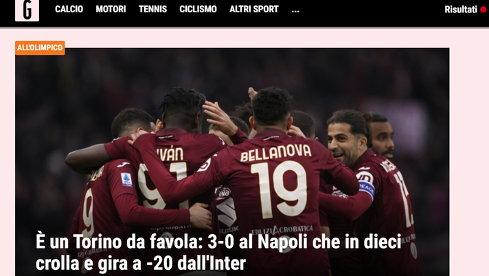 Gazzetta, Napoli crolla a Torino e gira a -20 dall’Inter - immagine 1