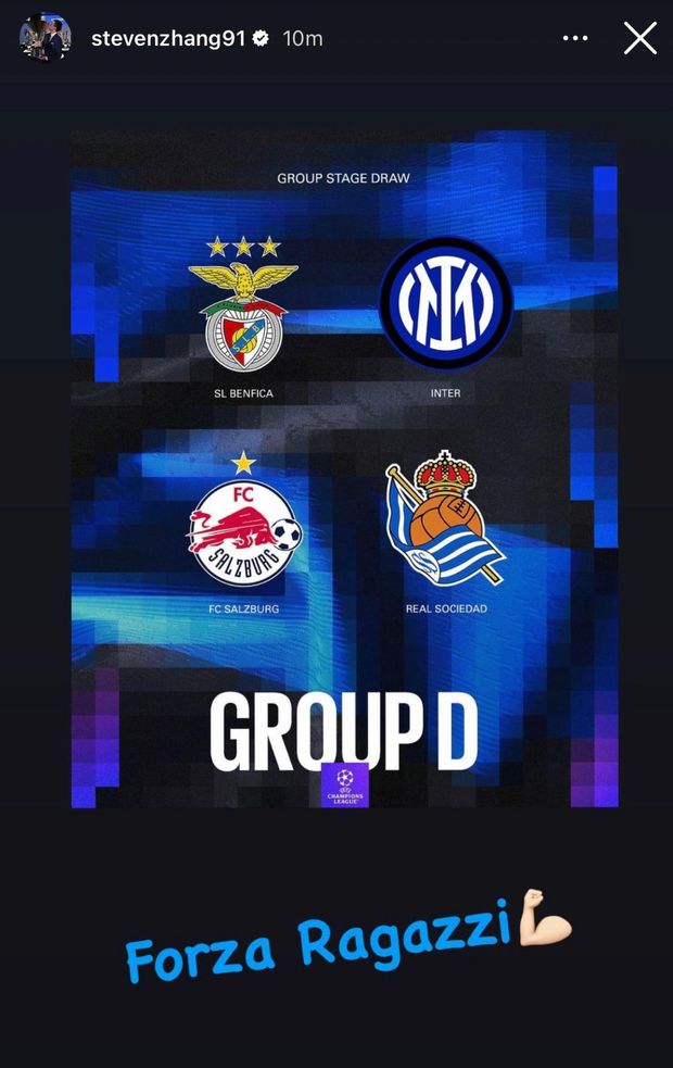 Champions, Inter con Benfica, Salisburgo e Real Sociedad. Carica Zhang: “Forza ragazzi”- immagine 3
