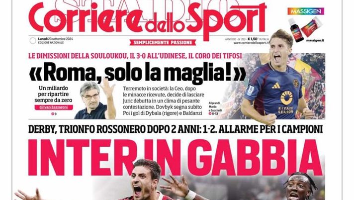 prima pagina corriere dello sport oggi