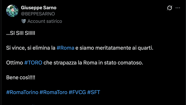 Roma-Torino 2-3, le reazioni social: “Non rimanga un fuoco di paglia…” - immagine 1