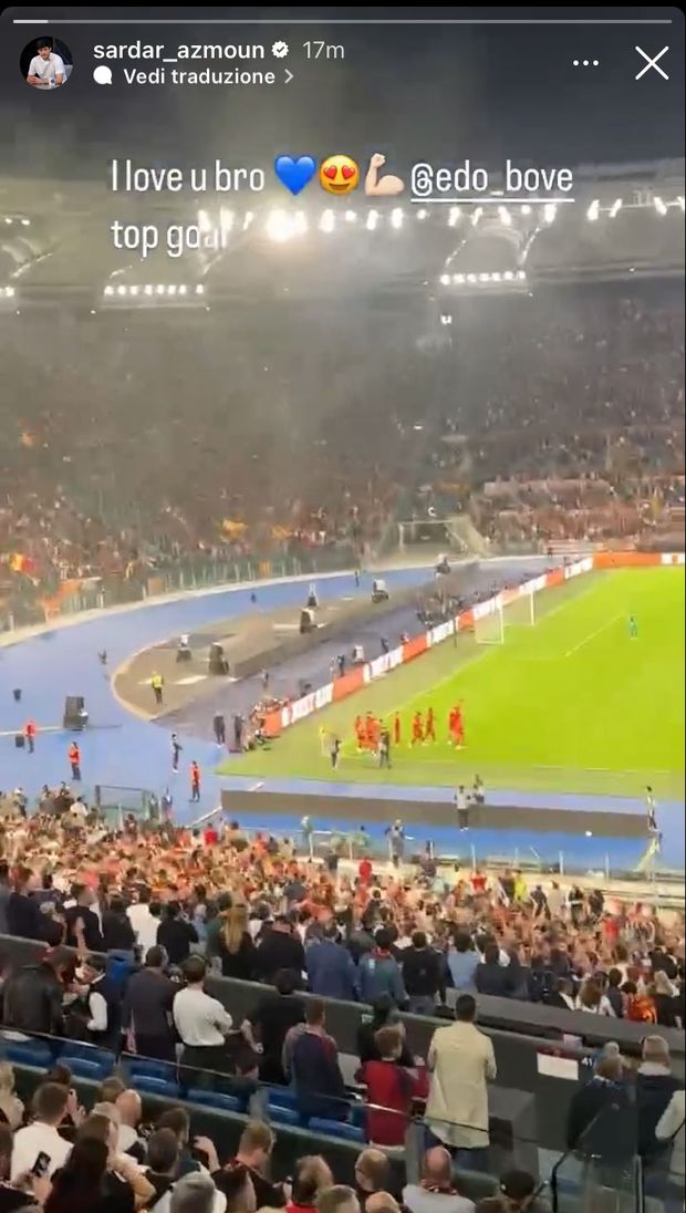Roma-Slavia Praga, Bove fa impazzire di gioia Azmoun: “Ti voglio bene fratello”- immagine 2