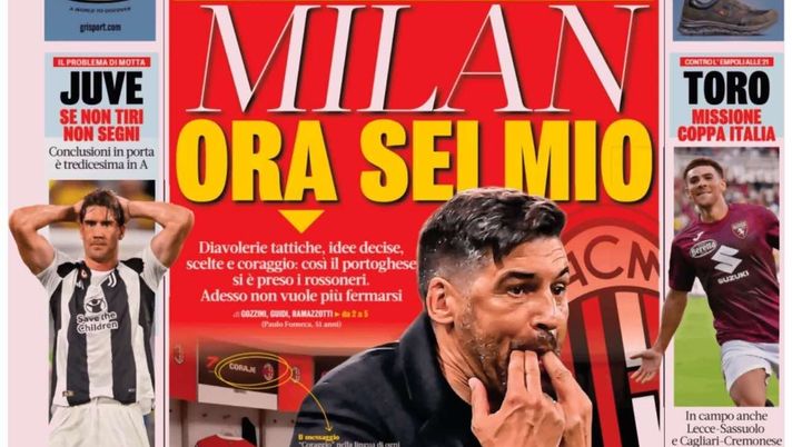 PRIMA PAGINA GAZZETTA DELLO SPORT OGGI: “La rivincita di Fonseca” PRIMA PAGINA GAZZETTA DELLO SPORT OGGI: “Inzaghi al rinnovo, ci metto la firma”