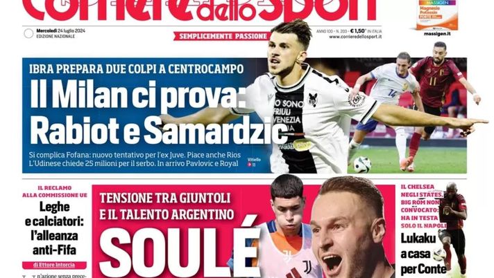 prima pagina corriere dello sport oggi