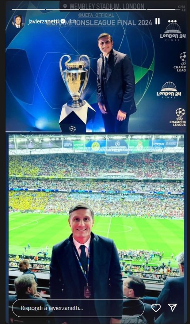 Anche Zanetti alla finale tra Borussia e Real: le foto postate sui social- immagine 3