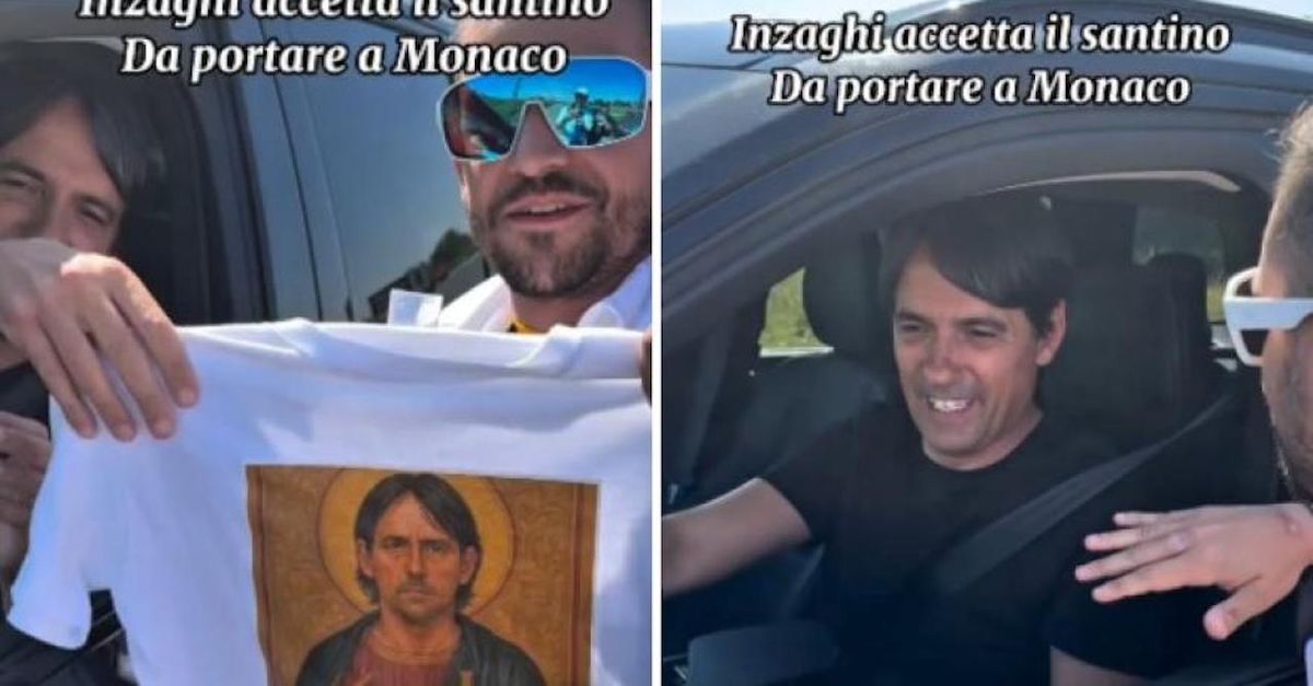 inter tifoso regala a inzaghi un santino portafortuna per la finale video