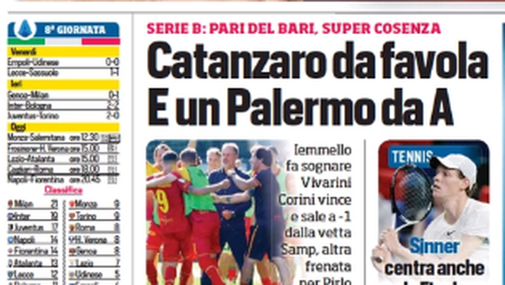 Prima Pagina, Corriere dello Sport: “Catanzaro da favola. E’ un Palermo da A” Prima Pagina, Corriere dello Sport: “Catanzaro da favola. E’ un Palermo da A” - immagine 1