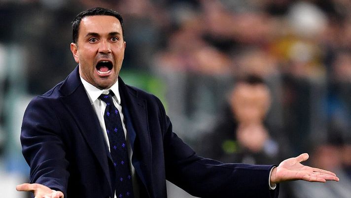 TURIN, ITALY - DECEMBER 29: Raffaele Palladino, Head Coach of Fiorentina, reacts during the Serie A match between Juventus and Fiorentina at Allianz Stadium on December 29, 2024 in Turin, Italy. (Photo by Valerio Pennicino/Getty Images) Palladino