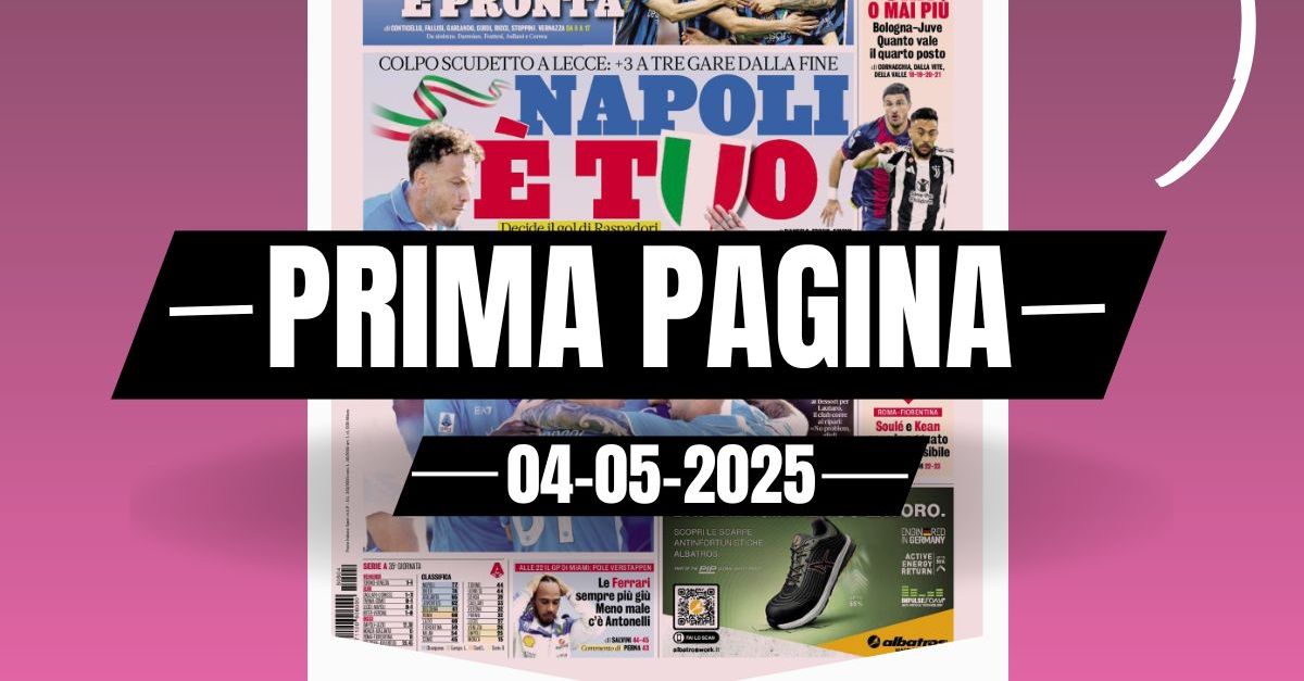 Prima pagina Gazzetta dello Sport: “Napoli, lo Scudetto è tuo” Prima pagina Gazzetta dello Sport: “Napoli, lo Scudetto è tuo”