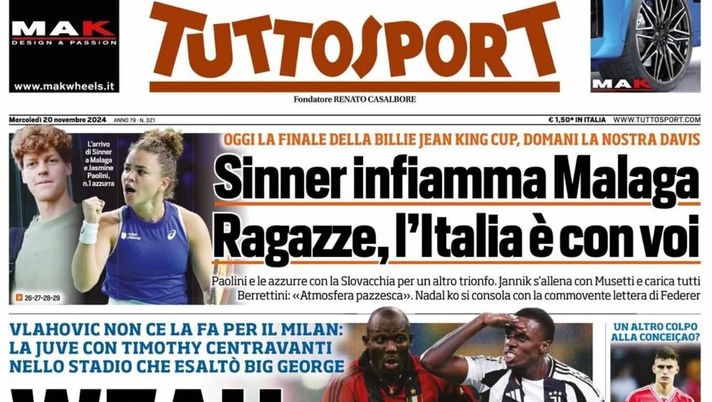 prima pagina tuttosport oggi