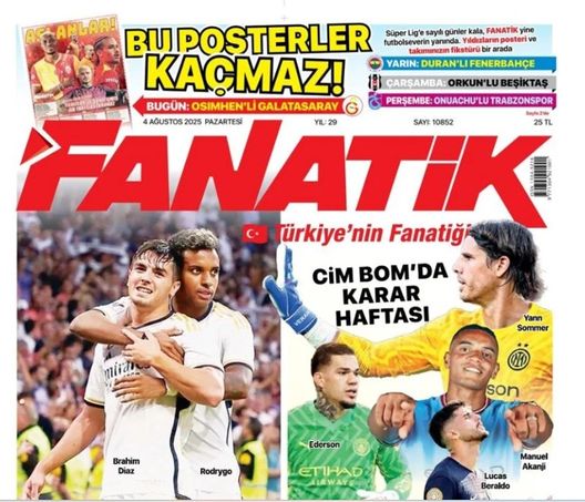 prima pagina fanatik 4 agosto 2025 In Turchia – Taremi, accordo di principio col Besiktas. Galatasaray, Sommer è il piano B- immagine 2