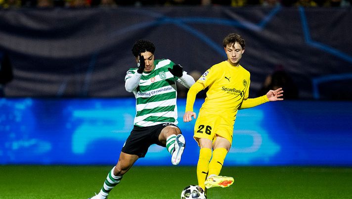 BODO, NORWAY - MARCH 11: Joao Simoes of Sporting Clube de Portugal and Haakon Evjen of Bodo/Glimt during the UEFA Champions League 2025/26 Round of 16 First Leg match between FK Bodo/Glimt and Sporting Clube de Portugal at Aspmyra Stadium on March 11, 2026 in Bodo, Norway. (Photo by Martin Ole Wold/Getty Images) Sporting Lisbona-Bodø/Glimt, dove vedere il match in tv e streaming LIVE - immagine 1
