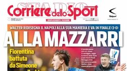 LA PRIMA PAGINA DEL CORRIERE DELLO SPORT: “Vittoria alla Mazzarri, battuta la Fiorentina”