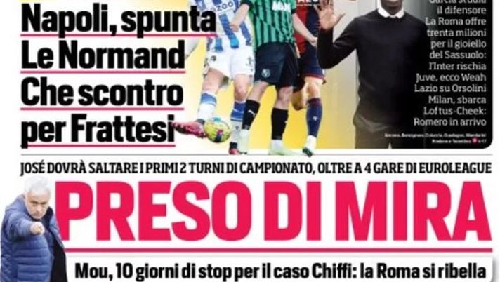 EDICOLA / CdS: Che scontro per Frattesi. Offerta Roma: l’Inter rischia EDICOLA / CdS: Che scontro per Frattesi. Offerta Roma: l’Inter rischia - immagine 1
