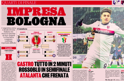 Bologna in semifinale 26 anni dopo: le prime pagine dei giornali- immagine 2