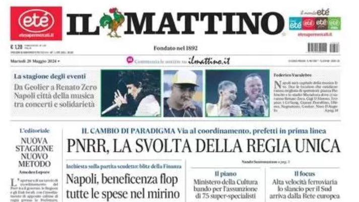 prima pagina il mattino oggi