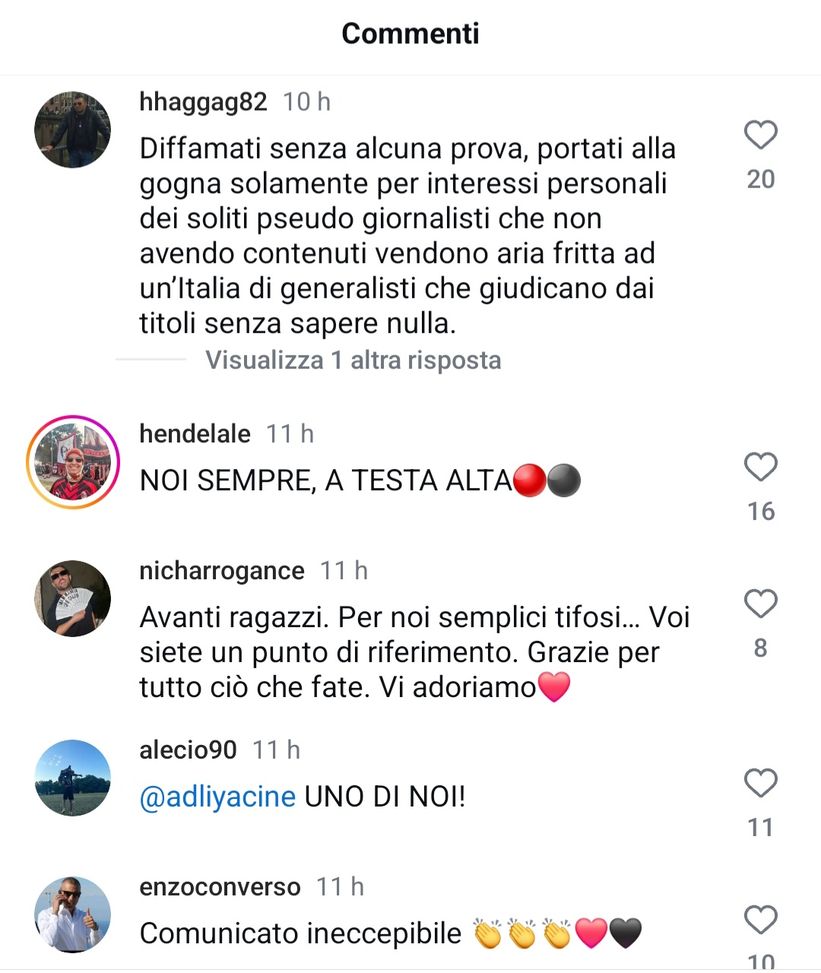 Il comunicato della Curva Sud: centinaia di cuori rossoneri nei commenti- immagine 3