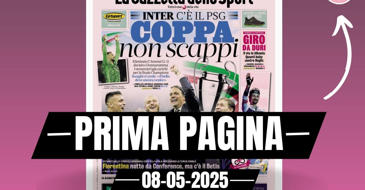 Prima pagina Gazzetta dello Sport: “Inter, c’è il PSG in finale” Prima pagina Gazzetta dello Sport: “Inter, c’è il PSG in finale”