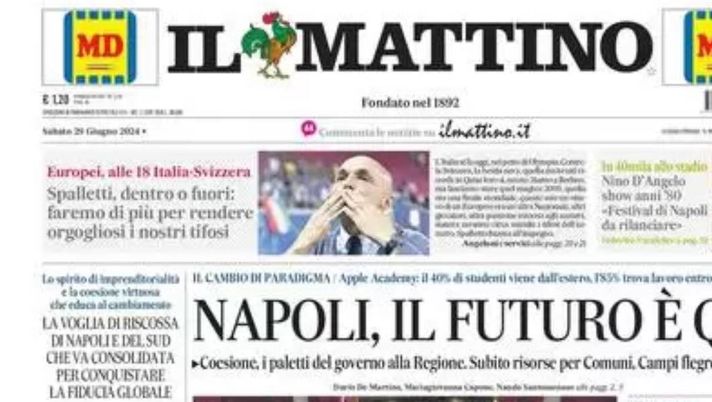 prima pagina il mattino oggi