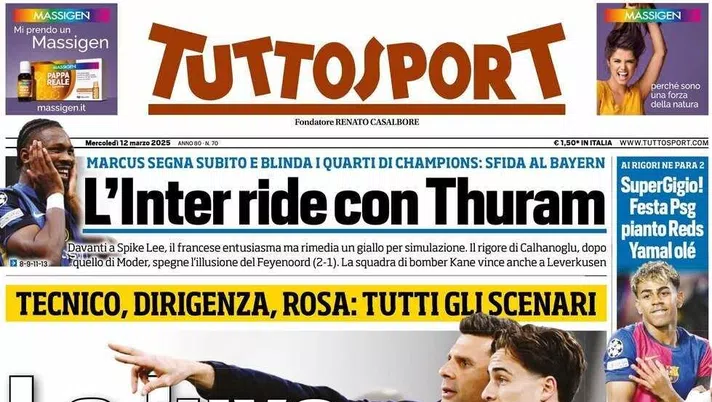 prima pagina tuttosport oggi