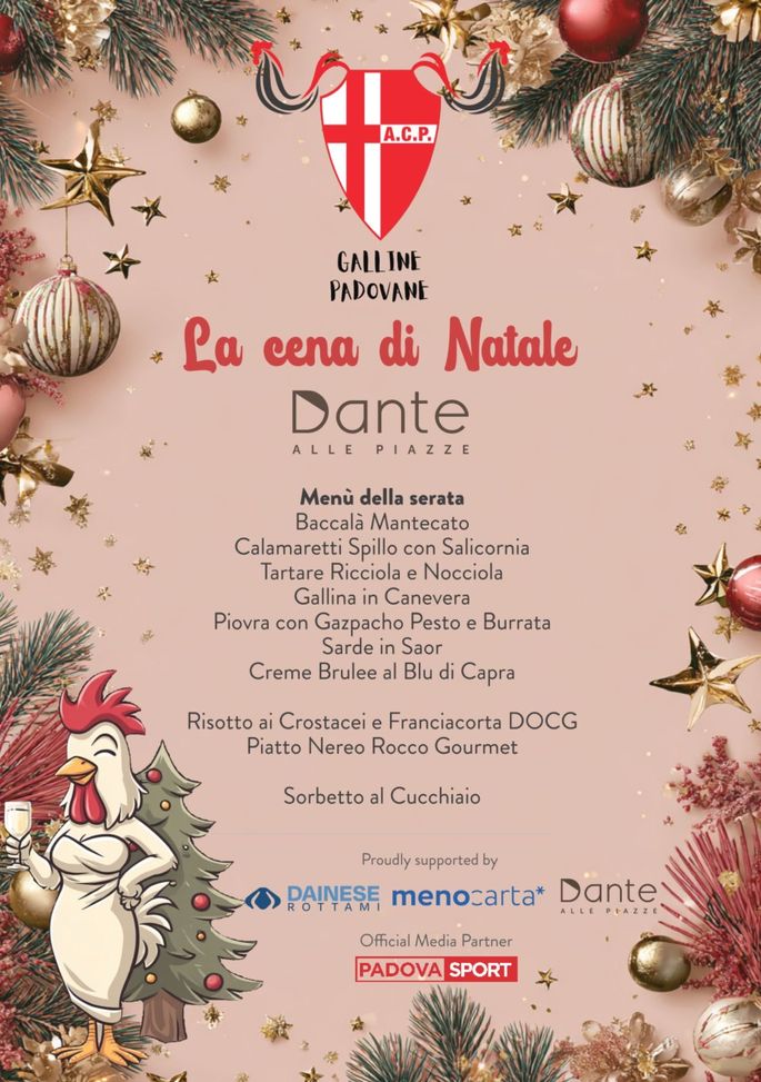 Club Galline Padovane, mercoledì la cena di Natale. Ospite mister Andreoletti- immagine 2
