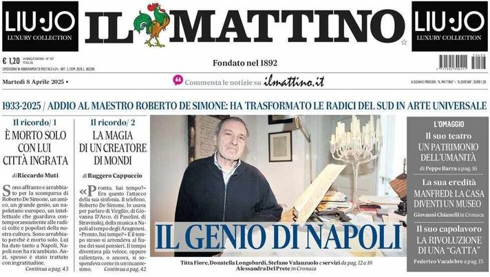 prima pagina il mattino oggi