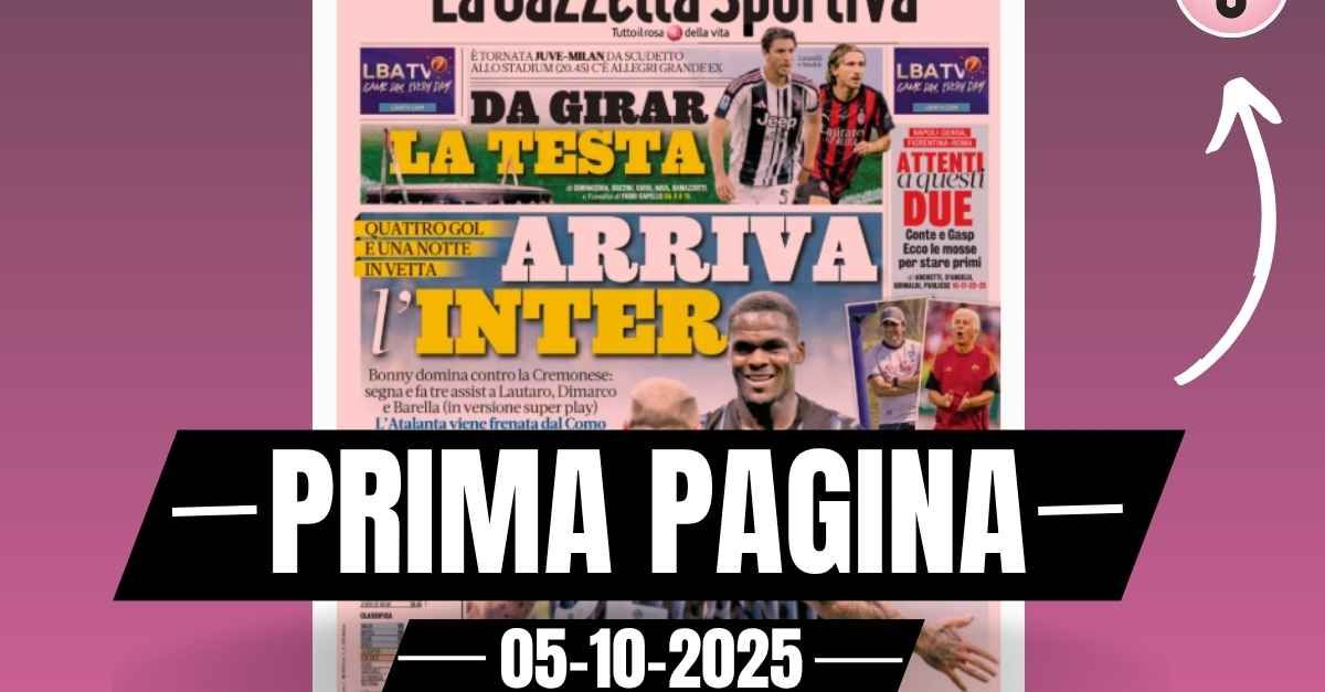 Prima pagina Gazzetta dello Sport: Juventus Milan da girar la testa