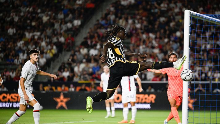 Moise Kean (attaccante Juventus) durante l'amichevole Juventus-Milan 6-5 dcr (precampionato 2023-2024) | AC Milan News (Getty Images) Moise Kean Juventus amichevole Juventus-Milan 6-5 dcr precampionato 2023-2024