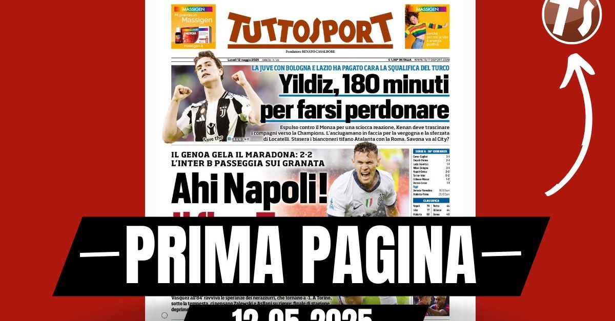 Prima pagina Tuttosport: “Ahi Napoli! Il flop Toro rilancia l’Inter” Prima pagina Tuttosport: “Ahi Napoli! Il flop Toro rilancia l’Inter”