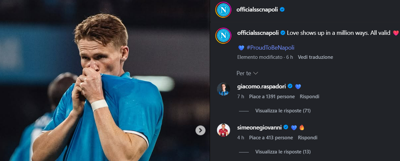 Simeone e Raspadori non dimenticano Napoli, il saluto per San Valentino FOTO- immagine 2