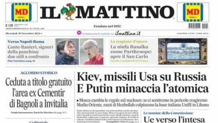 PRIMA PAGINA IL MATTINO OGGI: “Conte-Ranieri, signori della panchina: due stili a confronto” prima pagina il mattino oggi