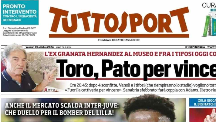 PRIMA PAGINA TUTTOSPORT OGGI: “Weah chiama David” - immagine 1