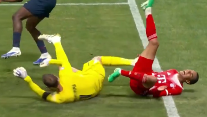 Donnarumma esce e rompe la gamba a Musiala: infortunio shock Infortunio Musiala, possibile rottura della gamba