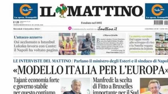 prima pagina il mattino oggi