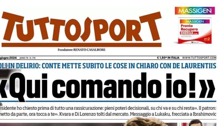 prima pagina tuttosport oggi