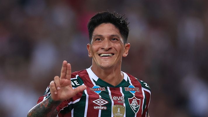 RIO DE JANEIRO, BRASILE - 09 APRILE: Germán Cano del Fluminense festeggia dopo aver segnato il secondo gol della squadra durante la Copa CONMEBOL Libertadores 2024 gruppo una partita tra Fluminense e Colo-Colo allo stadio Maracana il 09 aprile 2024 a Rio de Janeiro, Brasile. (Foto di Buda Mendes/Getty Images) Fluminense Chelsea