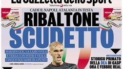 PRIMA PAGINA GAZZETTA DELLO SPORT: “Cade il Napoli, Atalanta in testa. Ribaltone scudetto”