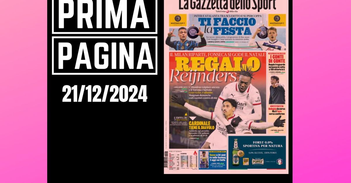 Prima pagina Gazzetta dello Sport: Milan, regalo Reijnders