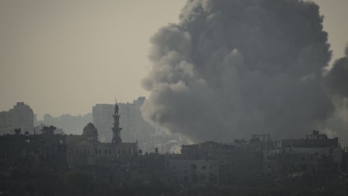 SDEROT, ISRAEL - OCTOBER 23: An incoming Israeli military strike on buildings in Gaza City, as seen from the border area on October 23, 2023 near Sderot Israel. As Israel prepares to invade the Gaza Strip in its campaign to vanquish Hamas, the Palestinian militant group that launched a deadly attack in southern Israel on October 7th, worries are growing of a wider war with multiple fronts, including at the country's northern border with Lebanon. Countries have scrambled to evacuate their citizens from Israel, and Israel has begun relocating residents some communities on its northern border. Meanwhile, hundreds of thousands of residents of northern Gaza have fled to the southern part of the territory, following Israel's vow to launch a ground invasion. (Photo by Leon Neal/Getty Images) Gaza