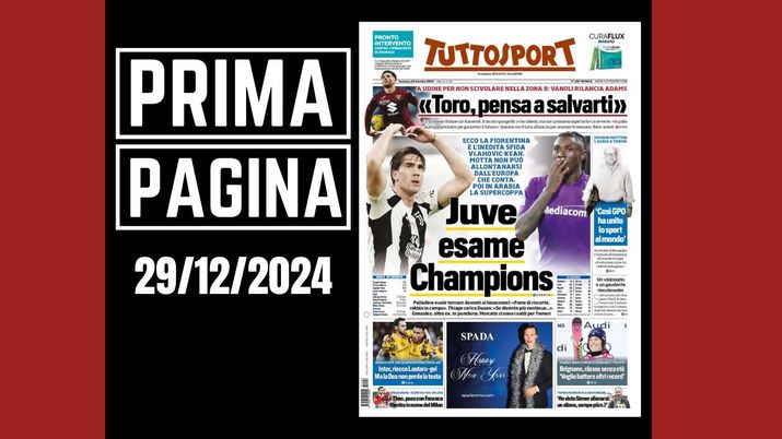 Tuttosport, la prima pagina di oggi, domenica 29 dicembre 2024 Tuttosport