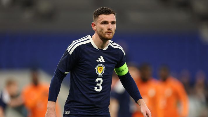 LIVERPOOL, ENGLAND - MARCH 31: Andy Robertson of Scotland looks on during the international friendly match between Scotland and Ivory Coast at Hill Dickinson Stadium on March 31, 2026 in Liverpool, England. (Photo by Kate McShane/Getty Images) Milan Robertson Mercato