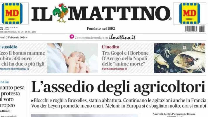 PRIMA PAGINA IL MATTINO: “Mattarella e Sinner, elogio della sobrietà” - immagine 1