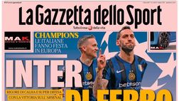 PRIMA PAGINA GAZZETTA DELLO SPORT: “Inter di ferro”