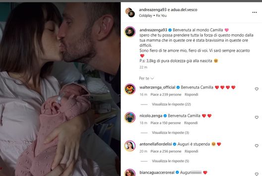 Fiocco rosa in casa Zenga: è nata la figlia di Andrea e Adua del Vesco- immagine 2