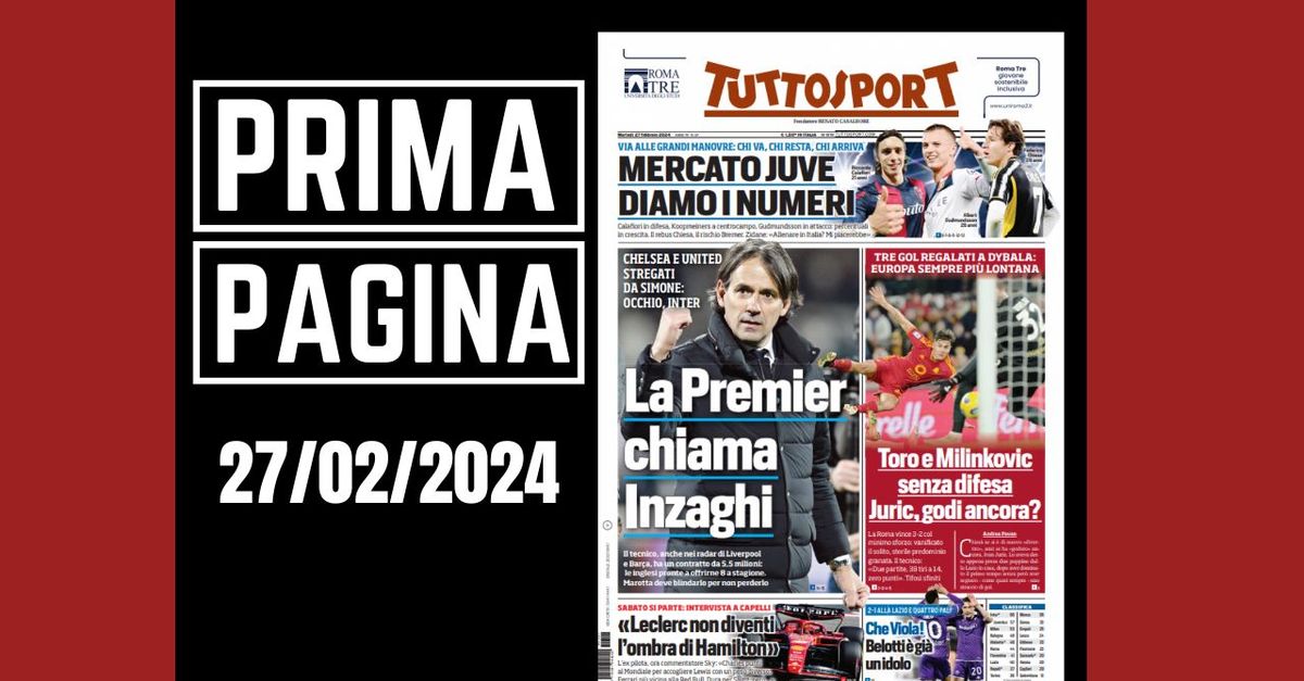 Prima pagina Tuttosport: La Premier League chiama Simone Inzaghi